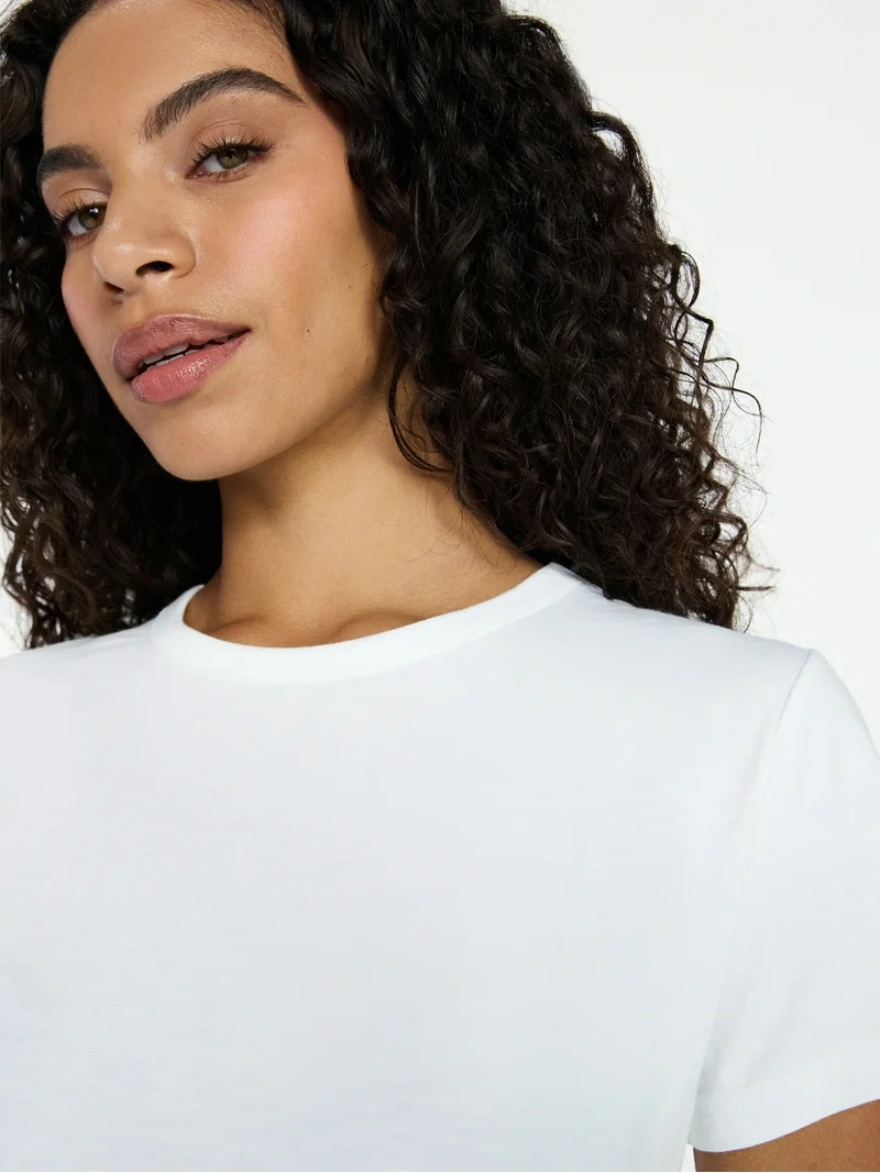 Time and Tru Women's Slub Crewneck Tee with Short Sleeves, Sizes XS-XXXL | Walmart (US)