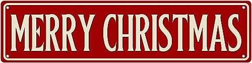 Vintage Tin Sign Merry Christmas (Red) Sign Street Sign Retro Metal Sign for Home Bar Coffee Gard... | Amazon (US)
