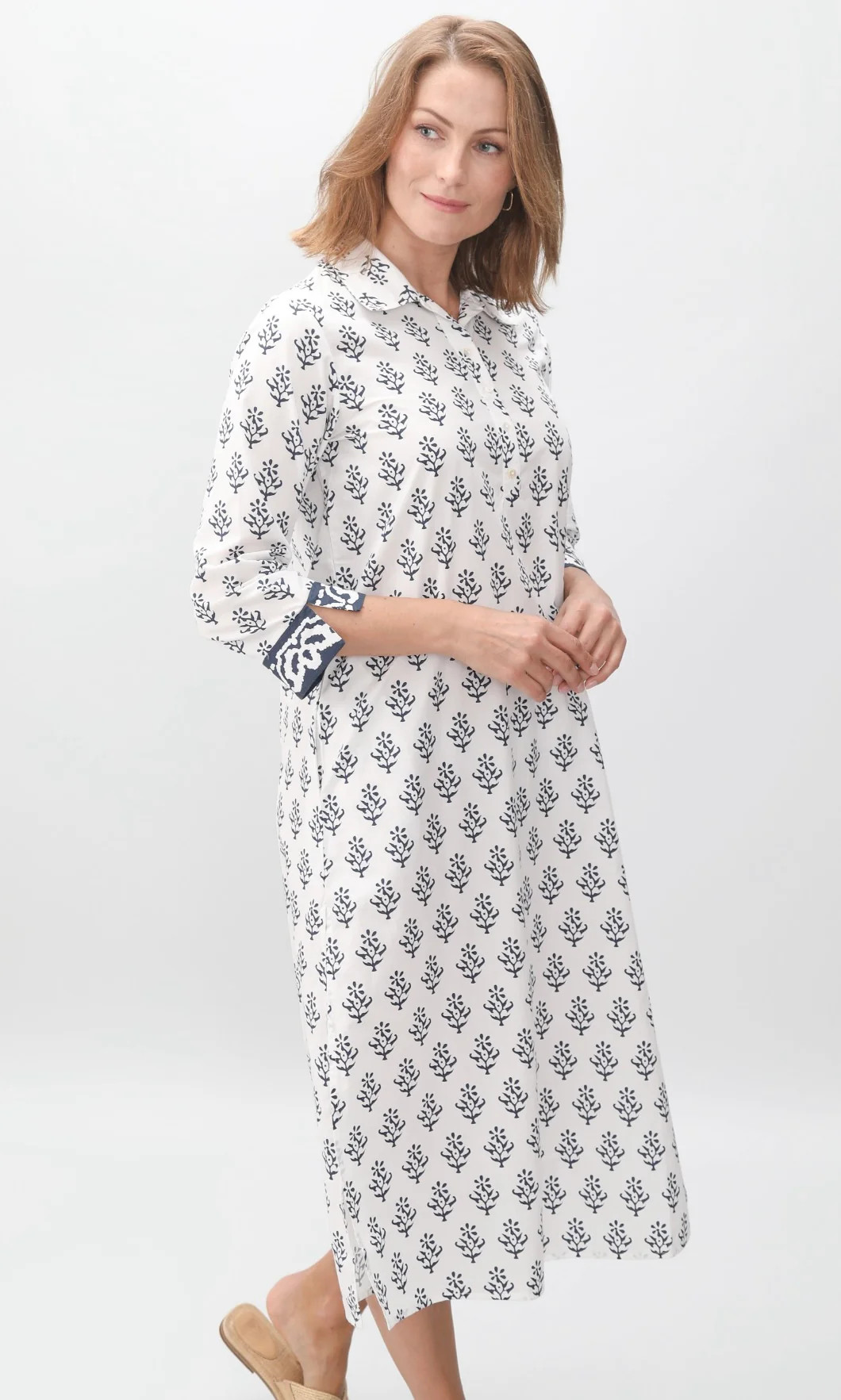 Sara Dress - Navy Small Block Print | navyBLEU LLC