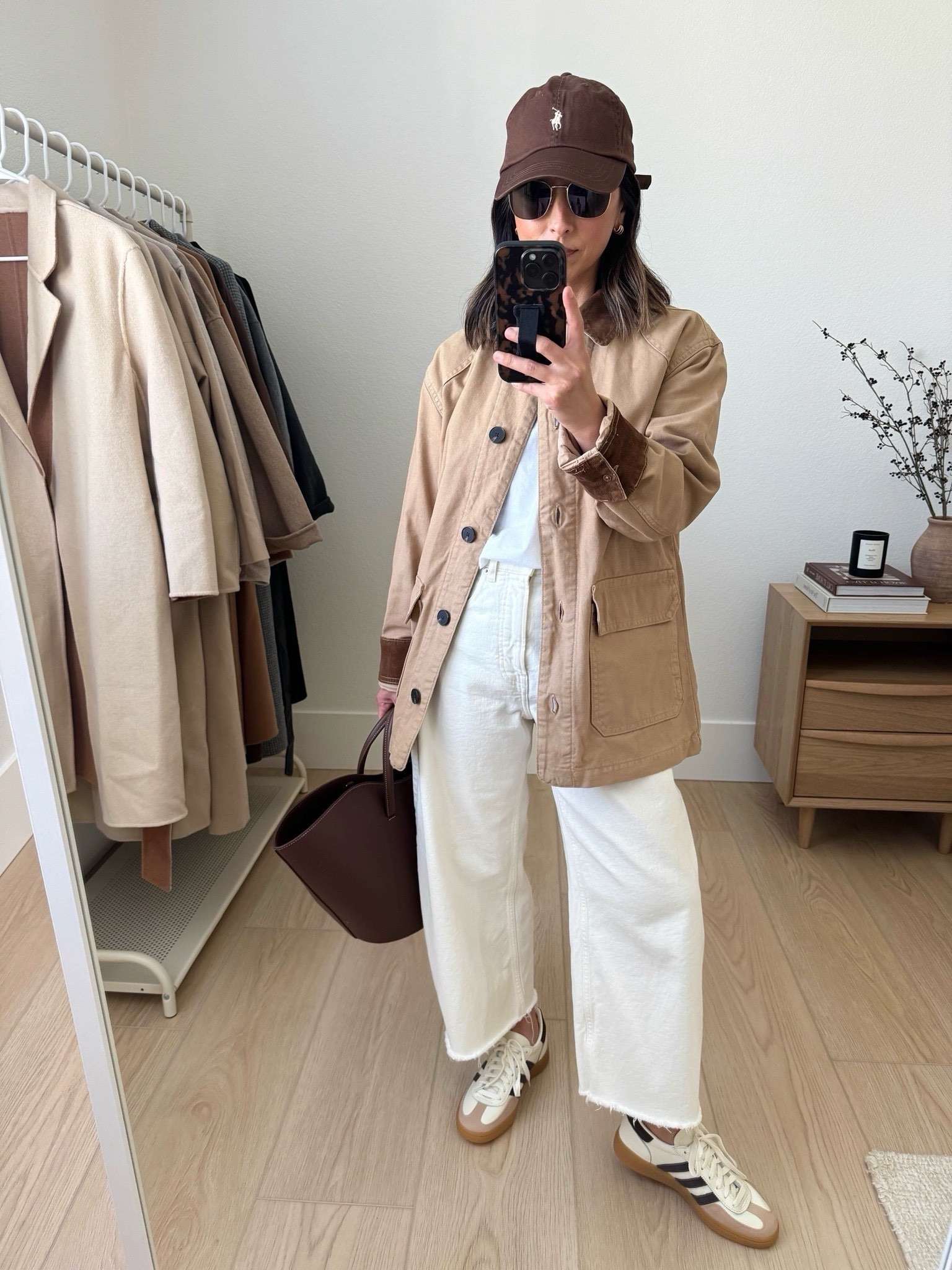 Everlane western favorites. Love these brown cords. Sized up and cut the hems. Sized up in the barn jacket too. Length a long for what I normally wear. 

Everlane barn jacket small
Everlane sweater xs
Everlane cords 25. Cut hems 
Jcrew loafers 5
Little Liffner bag 
Celine sunglasses

Spring outfits, spring style, spring fashion, petite style, purse 


#LTKShoeCrush #LTKPetite #LTKSeasonal