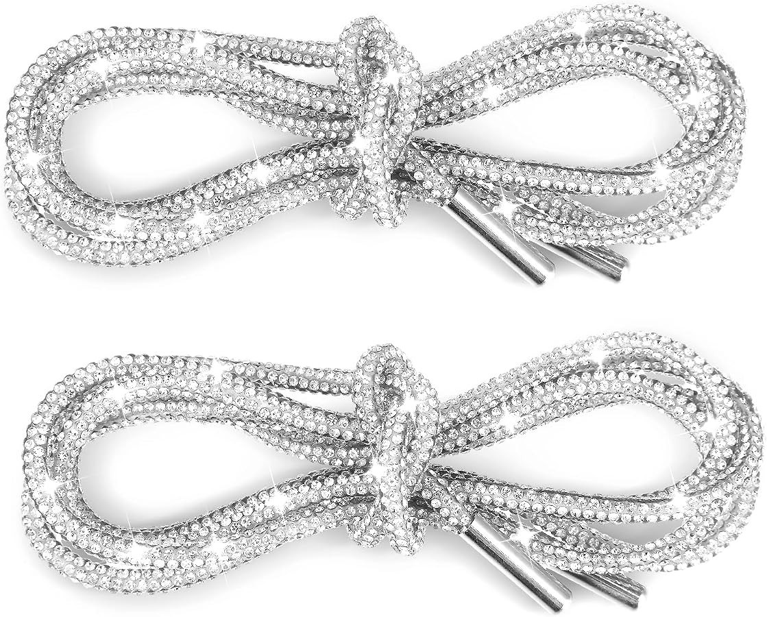 2Pcs Shoe Strings For Sneakers, Crystal Bling Bling Shiny Round Shoe Laces for Sneakers, Drawstri... | Amazon (US)