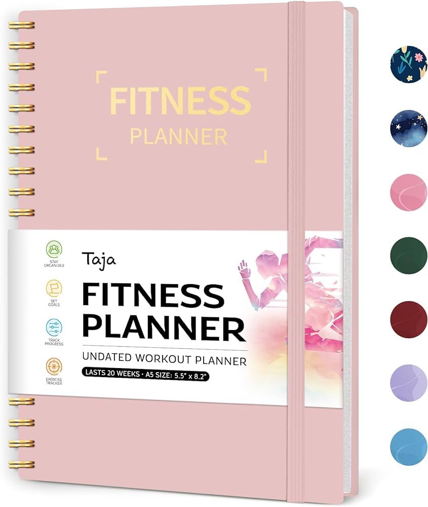 Fitness Workout Journal for Women & Men, A5(5.5" x 8.2") Workout Log Book Planner for Tracking, Progress, and Achieving Your Wellness Goals-Pink | Amazon (US)