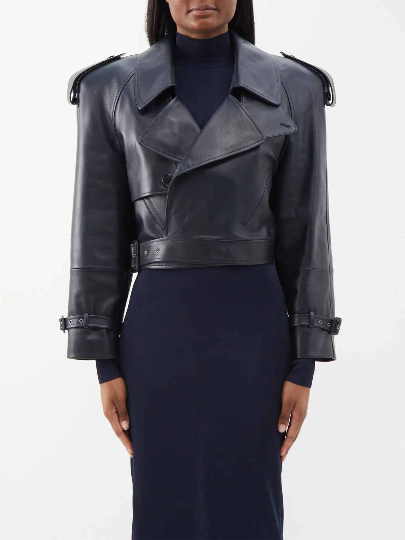 Cropped leather biker jacket | Matches (US)