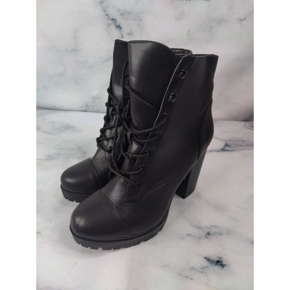 Express High Block Heel Lug Booties Size 10 Black | Poshmark