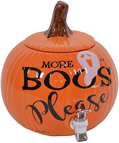 More Boos Please Pumpkin Orange 11 x 11 Glossy Ceramic Halloween Drink Dispenser | Amazon (US)