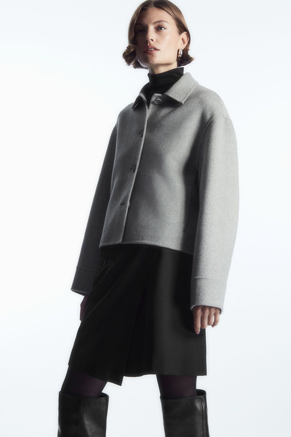BOXY DOUBLE-FACED WOOL JACKET - LIGHT GREY - COS | COS UK