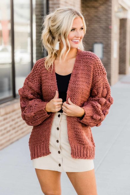 Hold Your Attention Terracotta Cardigan CLEARANCE | The Pink Lily Boutique