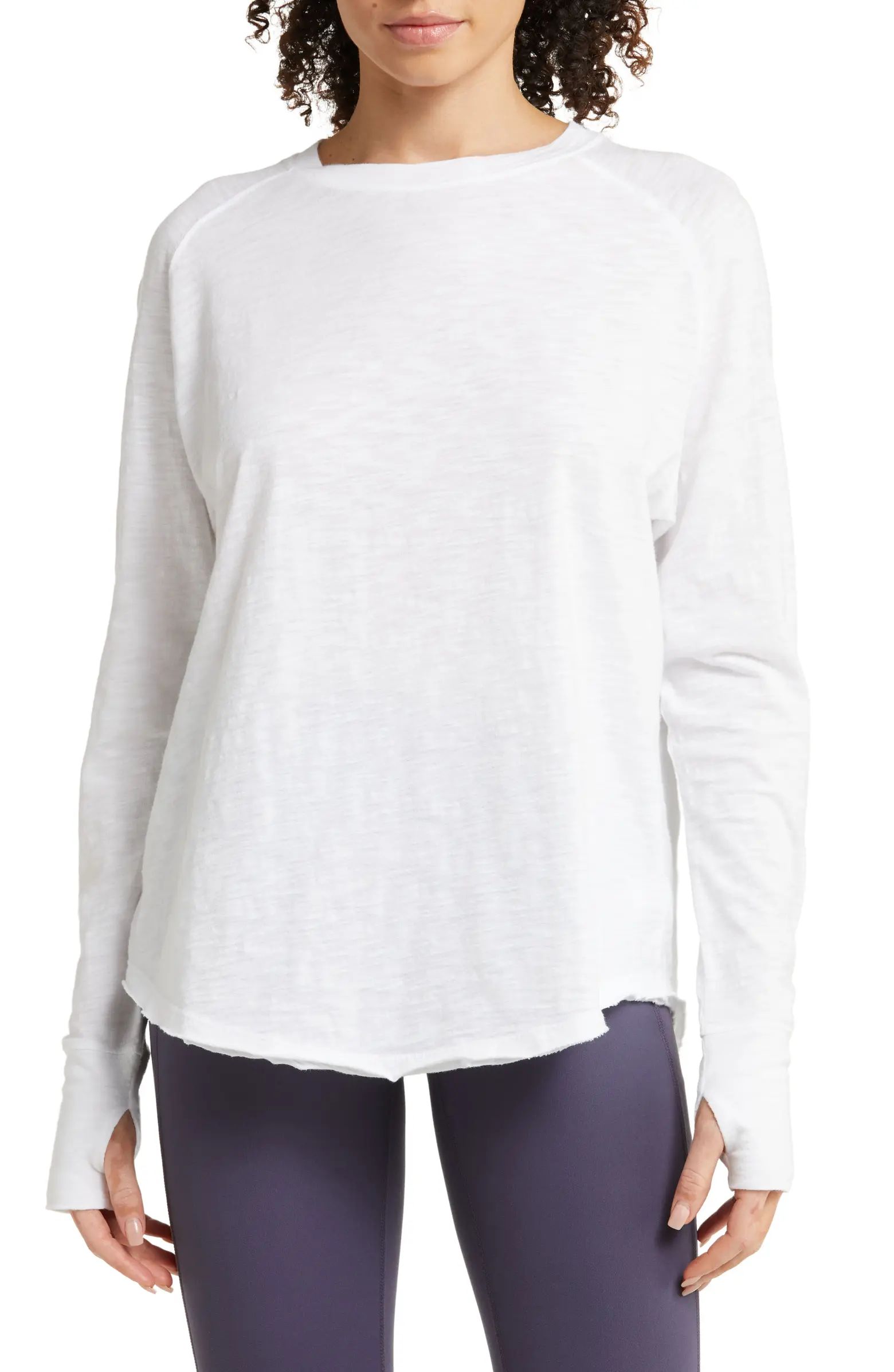 Zella Relaxed Long Sleeve Slub Jersey T-Shirt | Nordstrom | Nordstrom