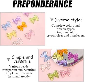 50pcs Acrylic Beads Transparent Mixed Color Bow Beads for Bracelets,Bowknot Aesthetic Beads Prett... | Amazon (US)