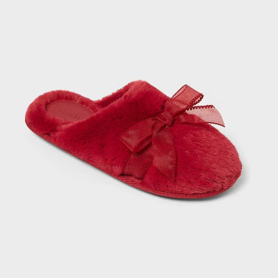 Women's Mimi Red Bow Scuff Slippers - Auden™ Red S | Target