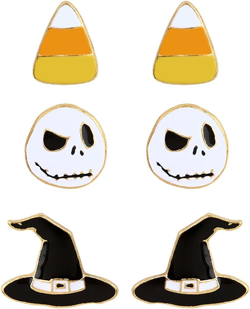 Rosemarie Collections Women's Nightmare Before Christmas Stud Earrings Set of 3 | Amazon (US)