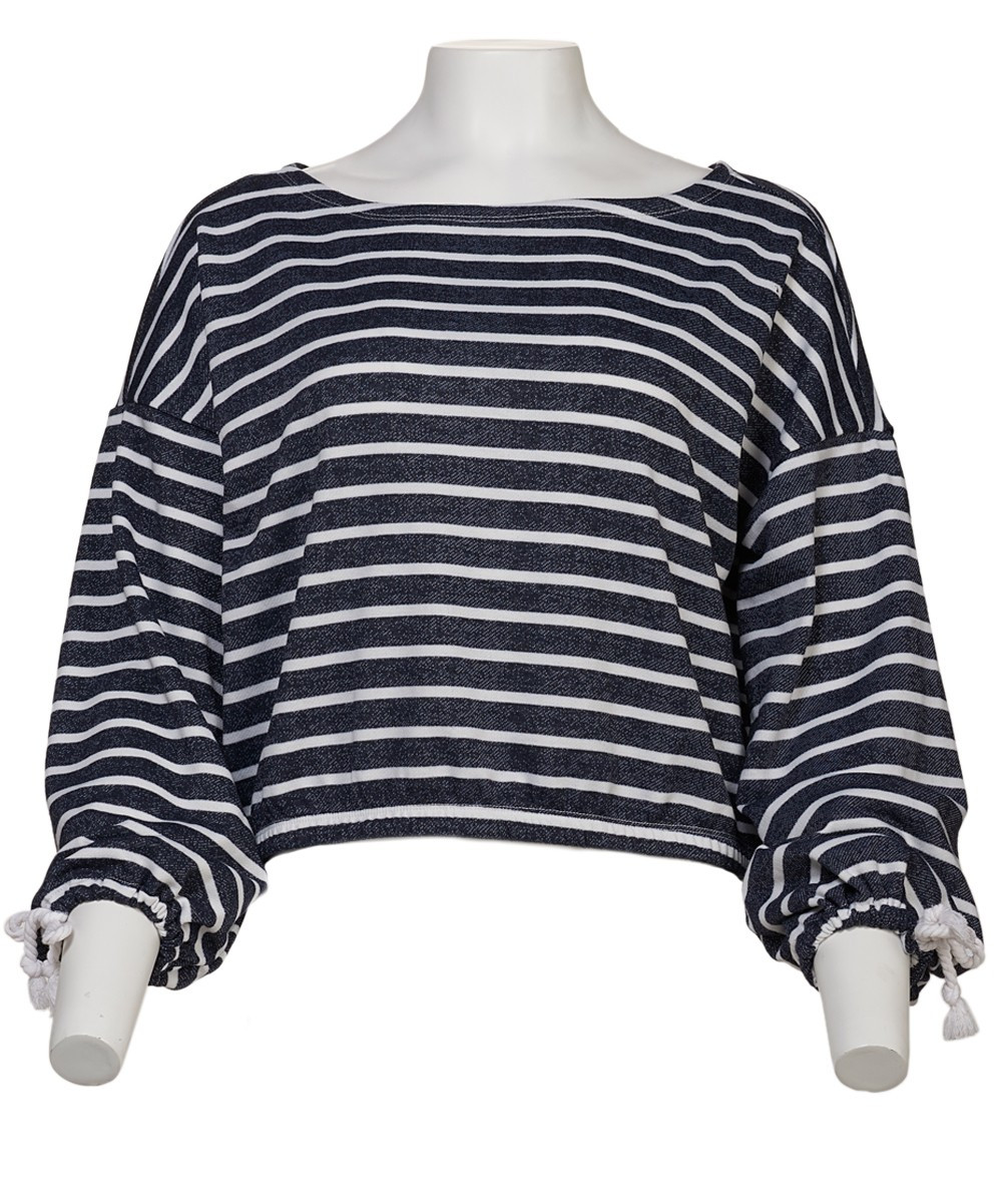 Anthropologie Women's Pullover Sweaters Navy - Navy Stripe Sweater - Women | Zulily
