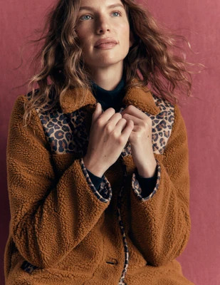 Boden Women's Reversible Borg Mix Coat in Natural | Size 10 | Boden (US)
