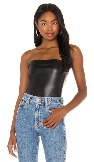 Faux Leather Tube Top in Black | Revolve Clothing (Global)