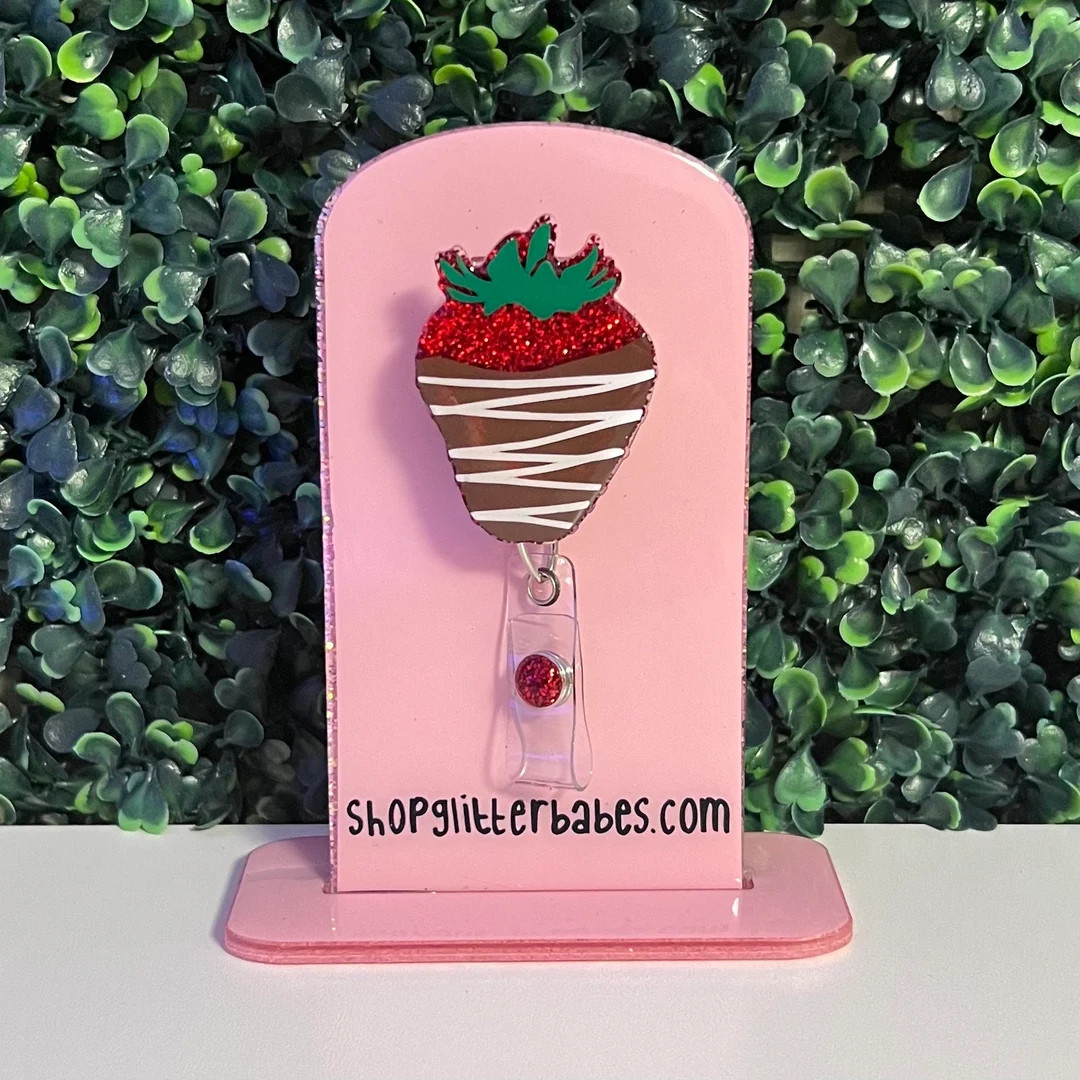 Valentines Chocolate Strawberry Badge Reel, ID Holder, Nurse Badge Reel, Teacher Accessories, Tea... | Etsy (US)