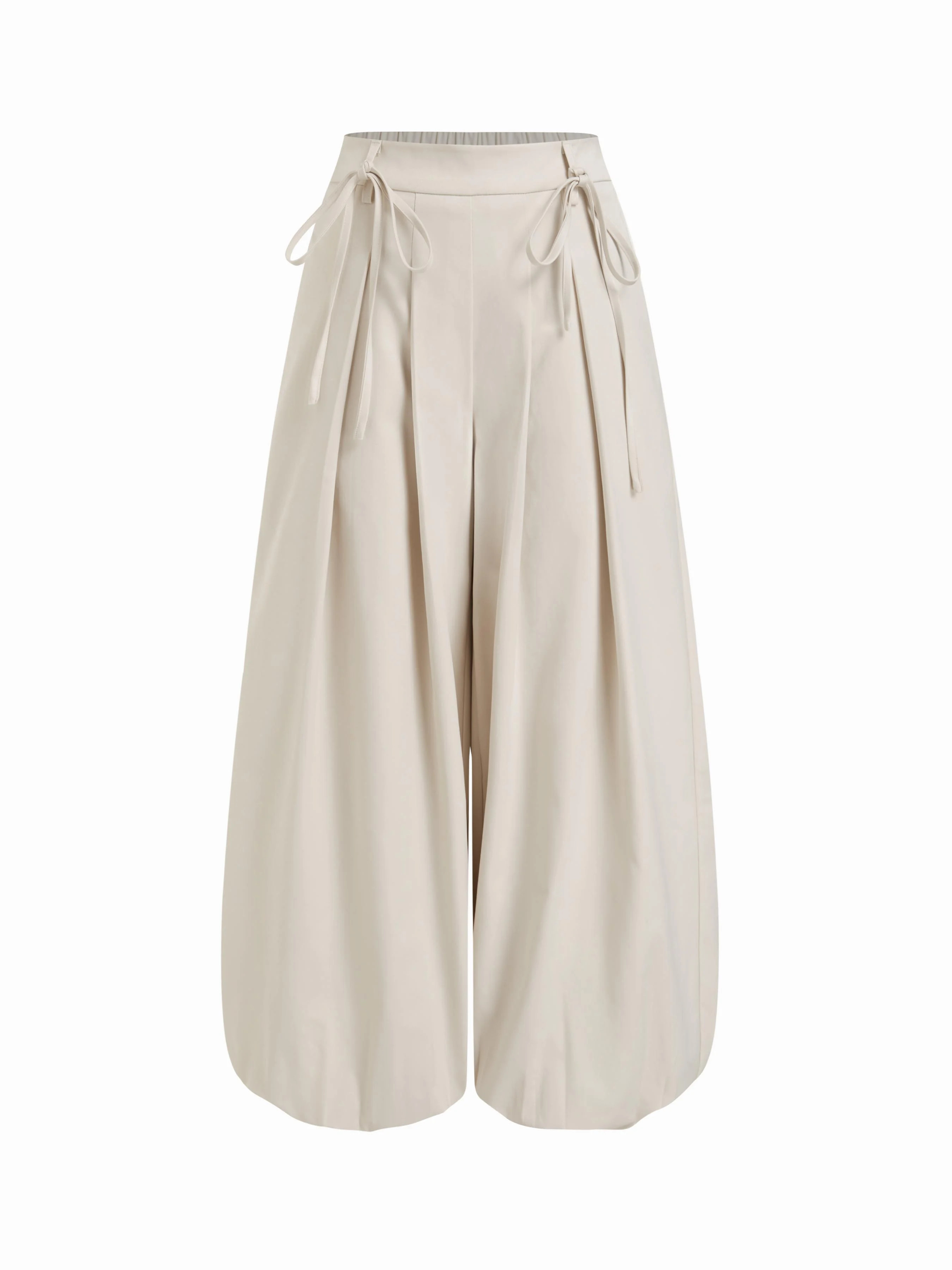 Woven Low Rise Drawstring Barrel-leg Trousers For Daily Casual | Cider