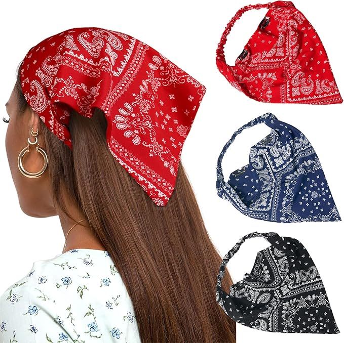 AWAYTR Floral Elastic Hair Scarf Headband 3PCS Chiffon Head Kerchief Headband Floral Hair Scarves... | Amazon (US)