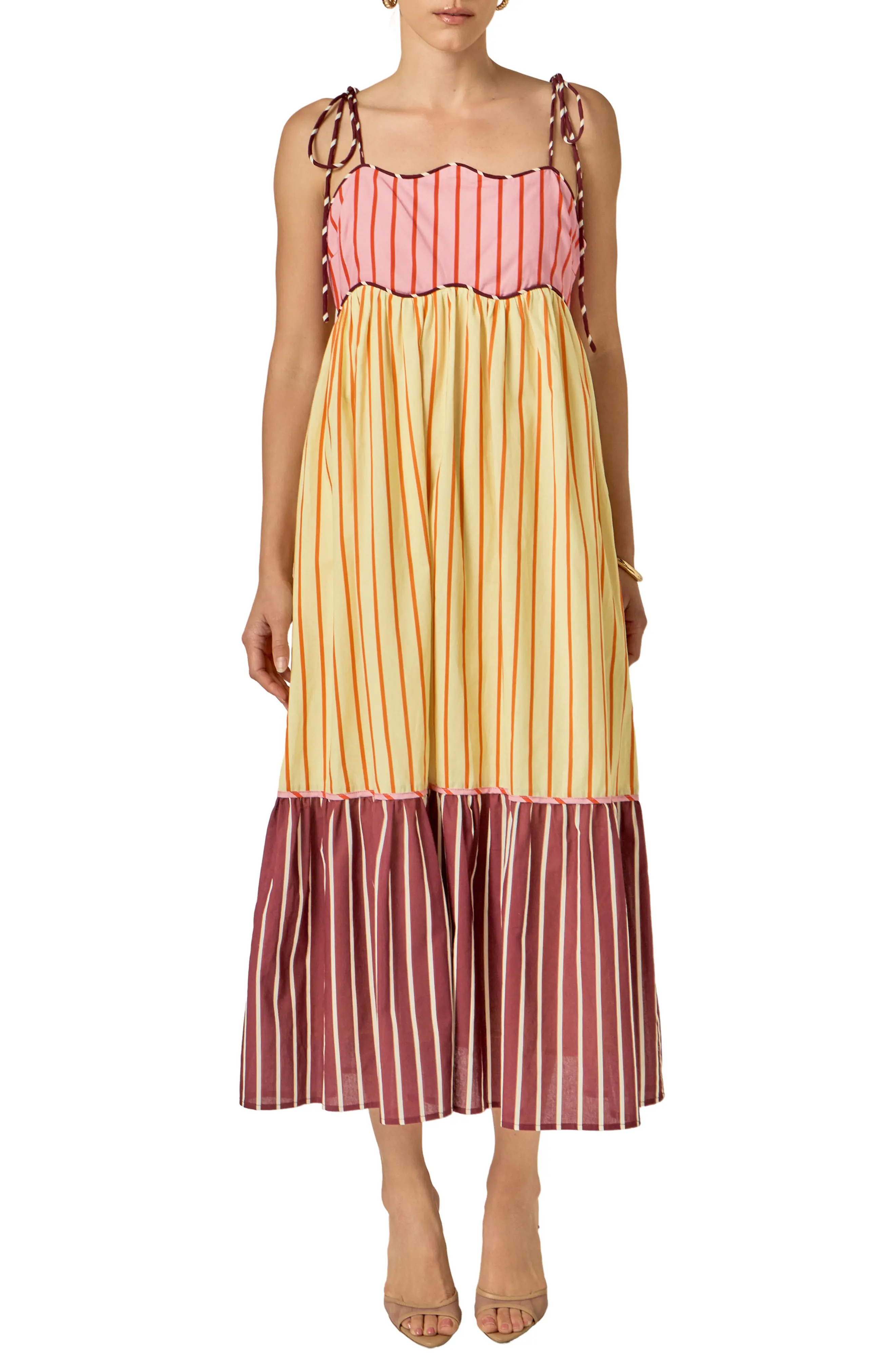 Colorblock Tie Strap Maxi Dress (Women) | Nordstrom | Nordstrom