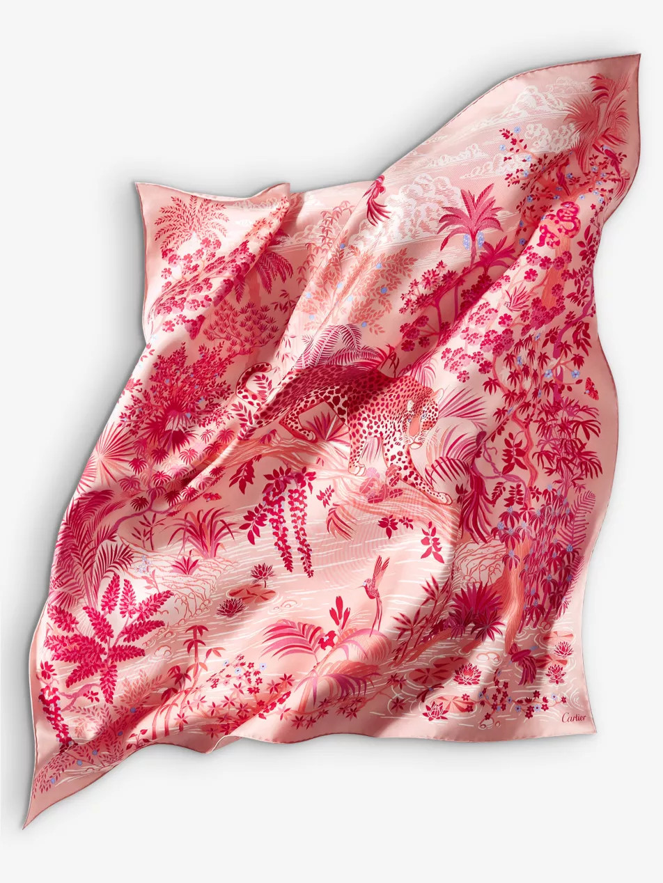 Panthere de Cartier silk-twill scarf | Selfridges