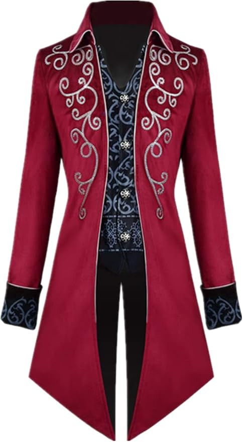 Crubelon Men's Steampunk Vintage Tailcoat Jacket Gothic Victorian Frock Coat Uniform Halloween Co... | Amazon (US)