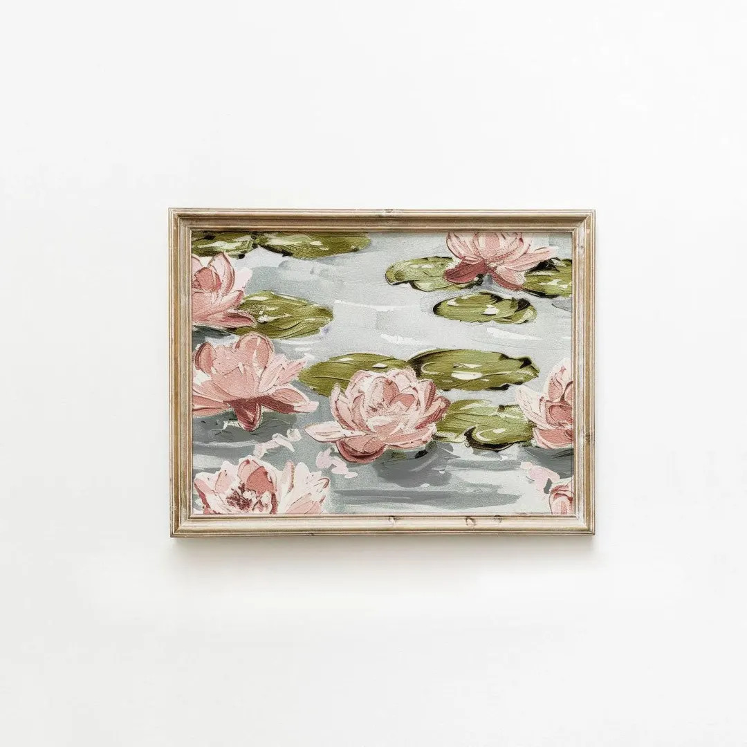 Vintage Water Lilies Poster, Soft Pink Painting, Pastel Coquette Decor, Charming Nursery Decor, F... | Etsy (US)