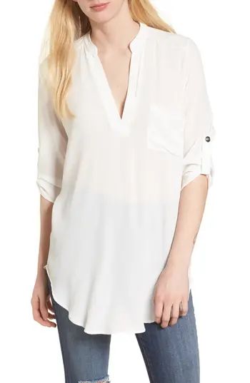 Women's Perfect Roll Tab Sleeve Tunic, Size X-Large - Ivory | Nordstrom