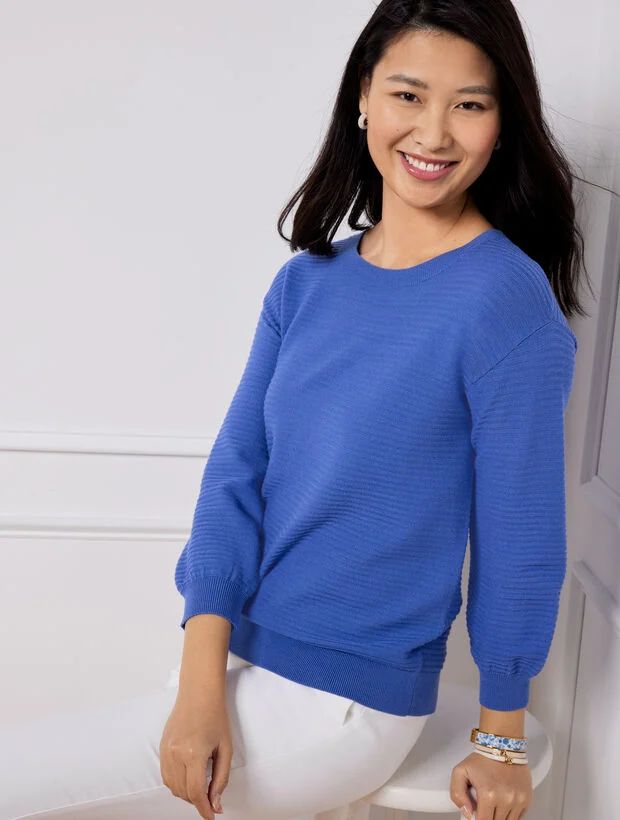 Puff Sleeve Pullover - Textured Stripe | Talbots