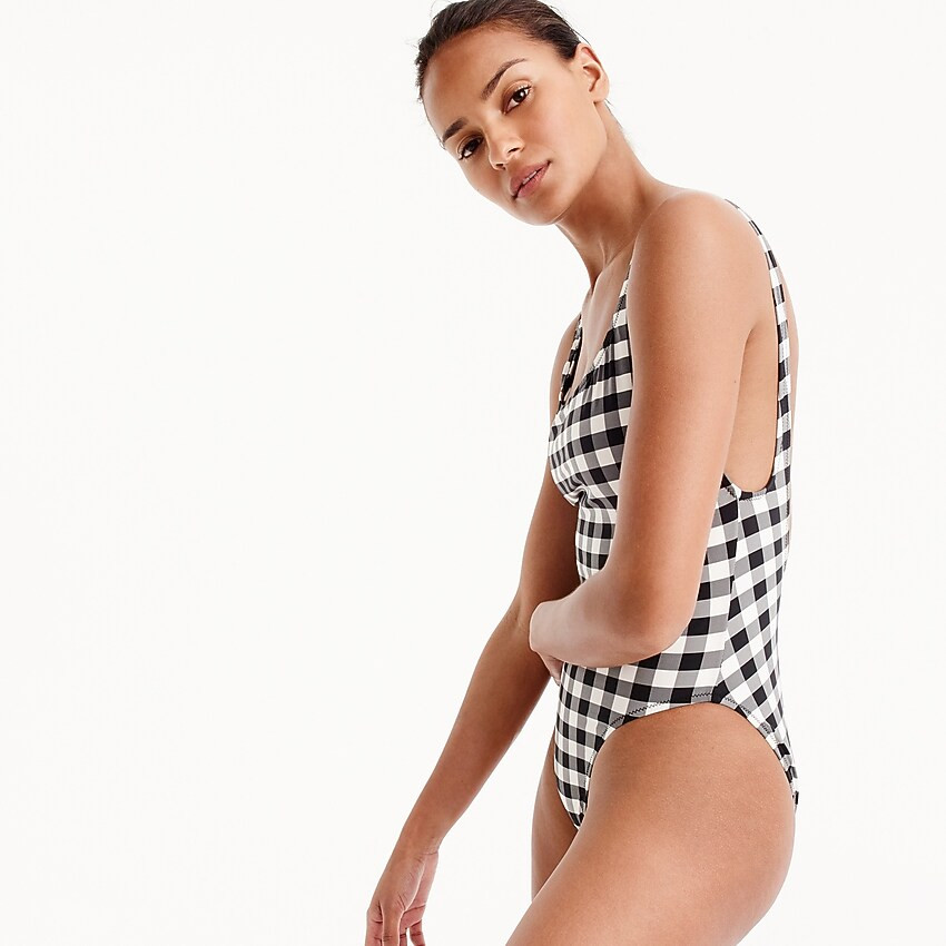 Scoopback one-piece swimsuit in oversized matte gingham | J. Crew US
