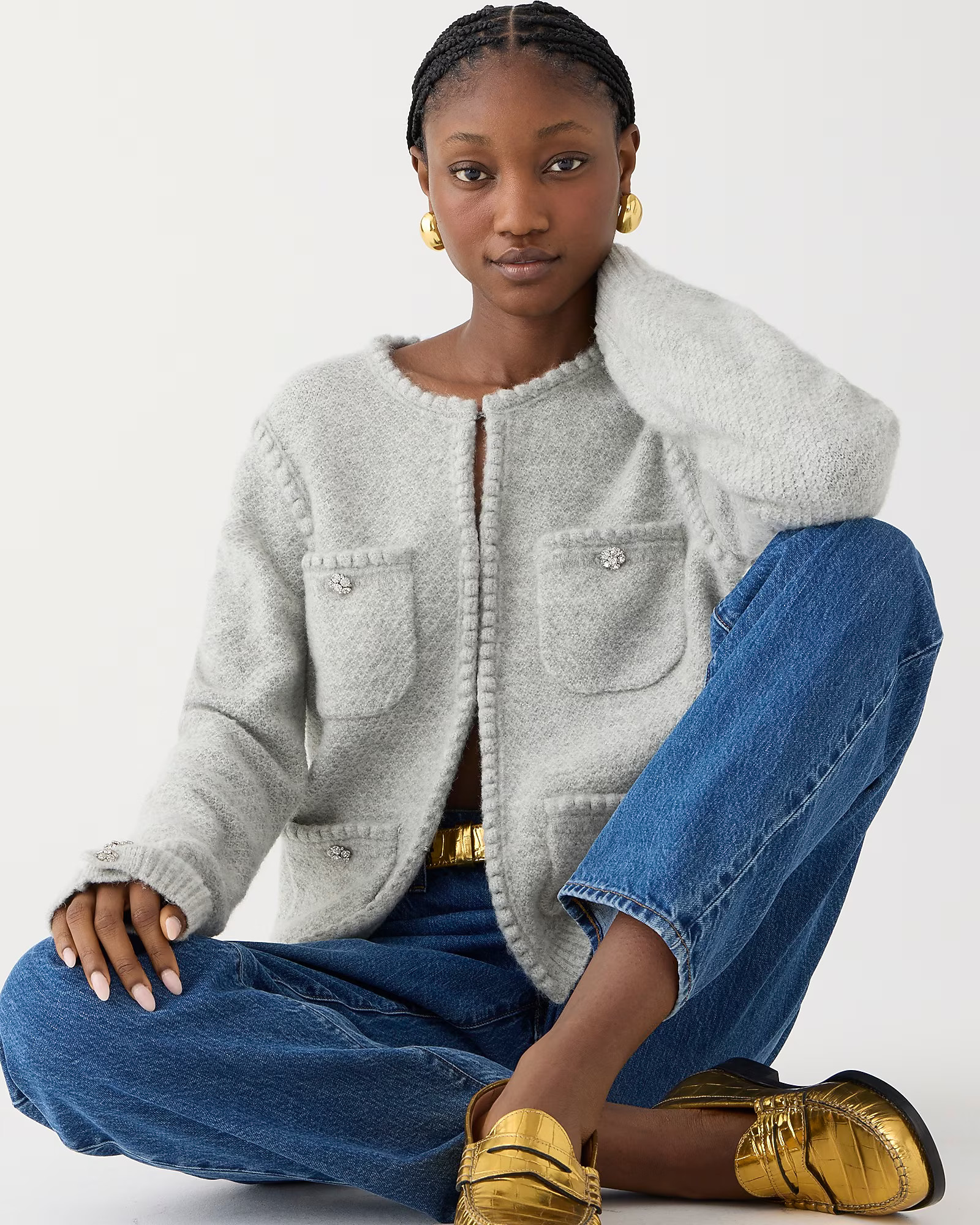 Odette sweater lady jacket with jewel buttons | J. Crew US