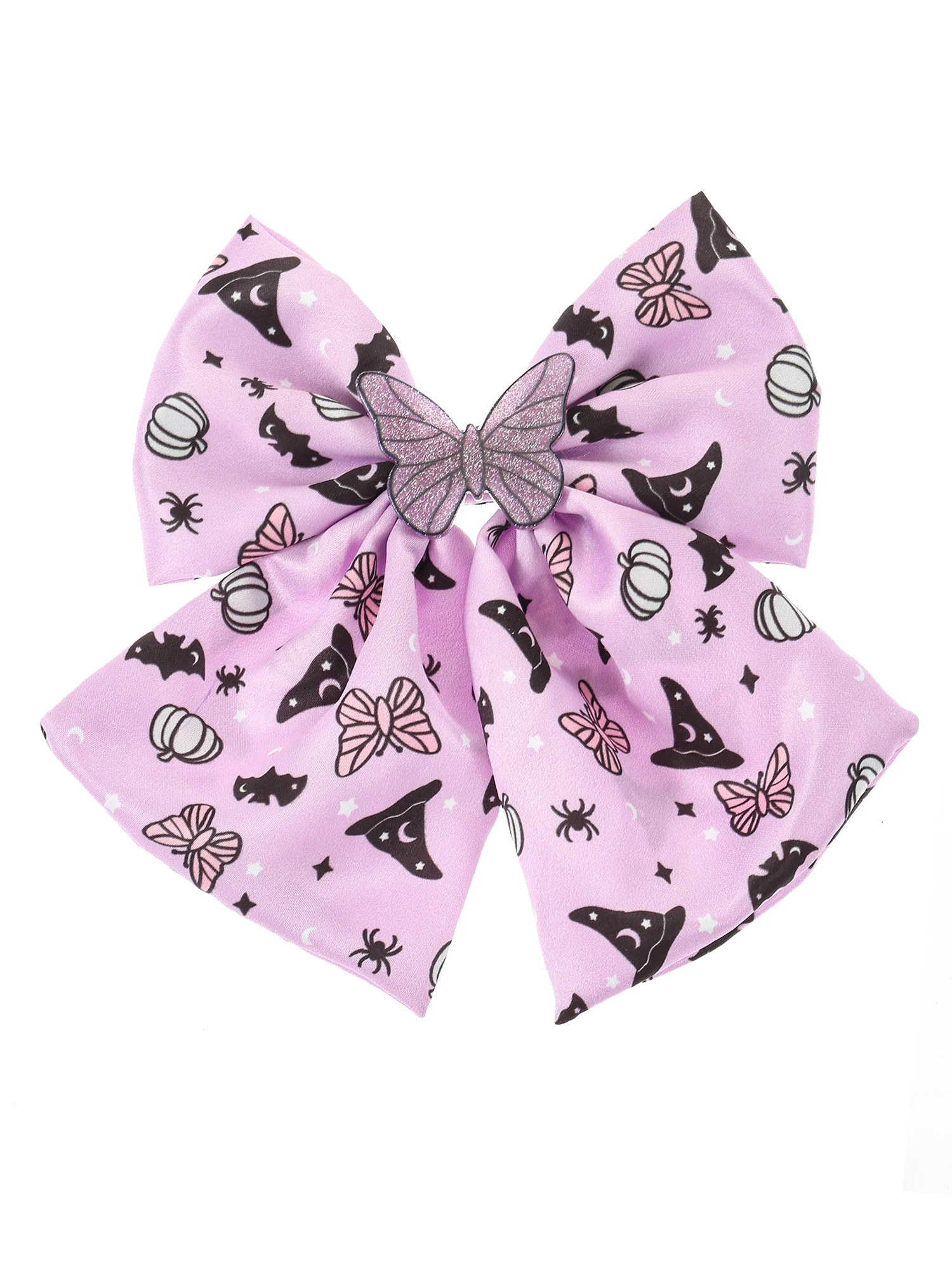 Way to Celebrate Halloween Hair Bow with Butterfly Embellishment, Purple, 1 Piece | Walmart (US)