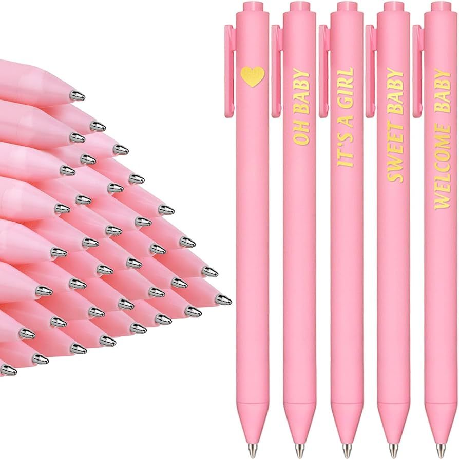 60 Pcs Baby Shower Ballpoint Pen - Baby Shower Favors It's a Girl Black Ink Retractable Gel Pens ... | Amazon (US)