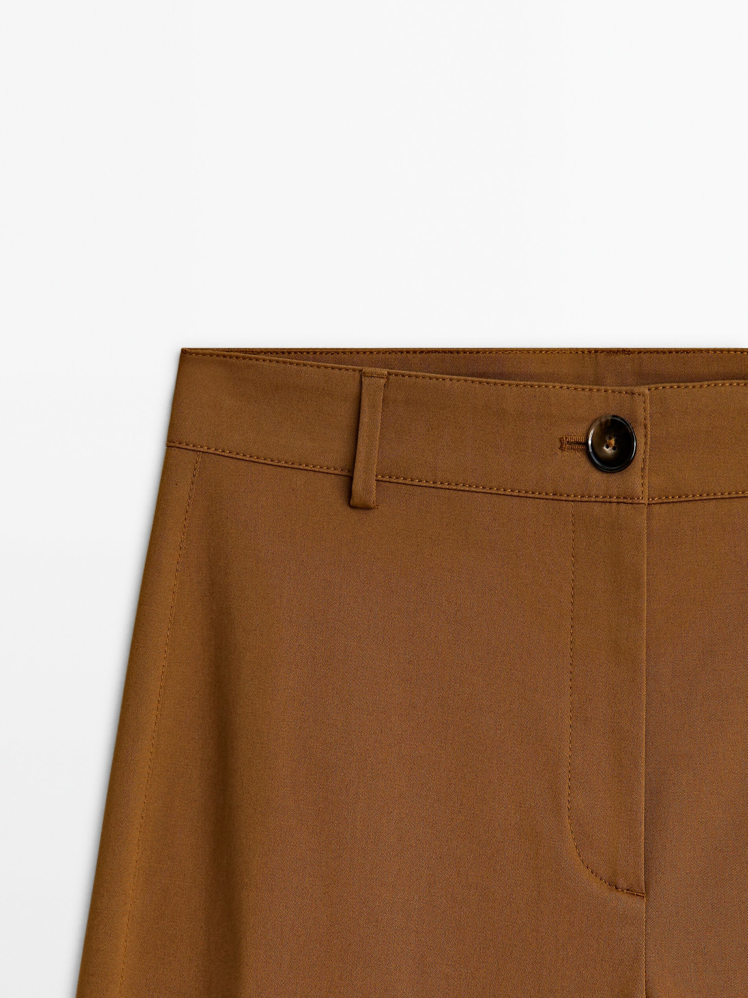 Cotton blend full length straight fit trousers | Massimo Dutti UK