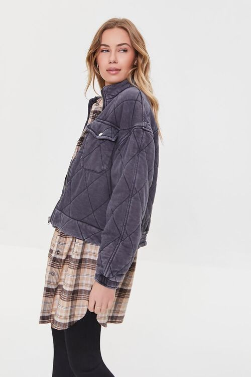 Quilted Mineral Wash Zip-Up Jacket | Forever 21 (US)