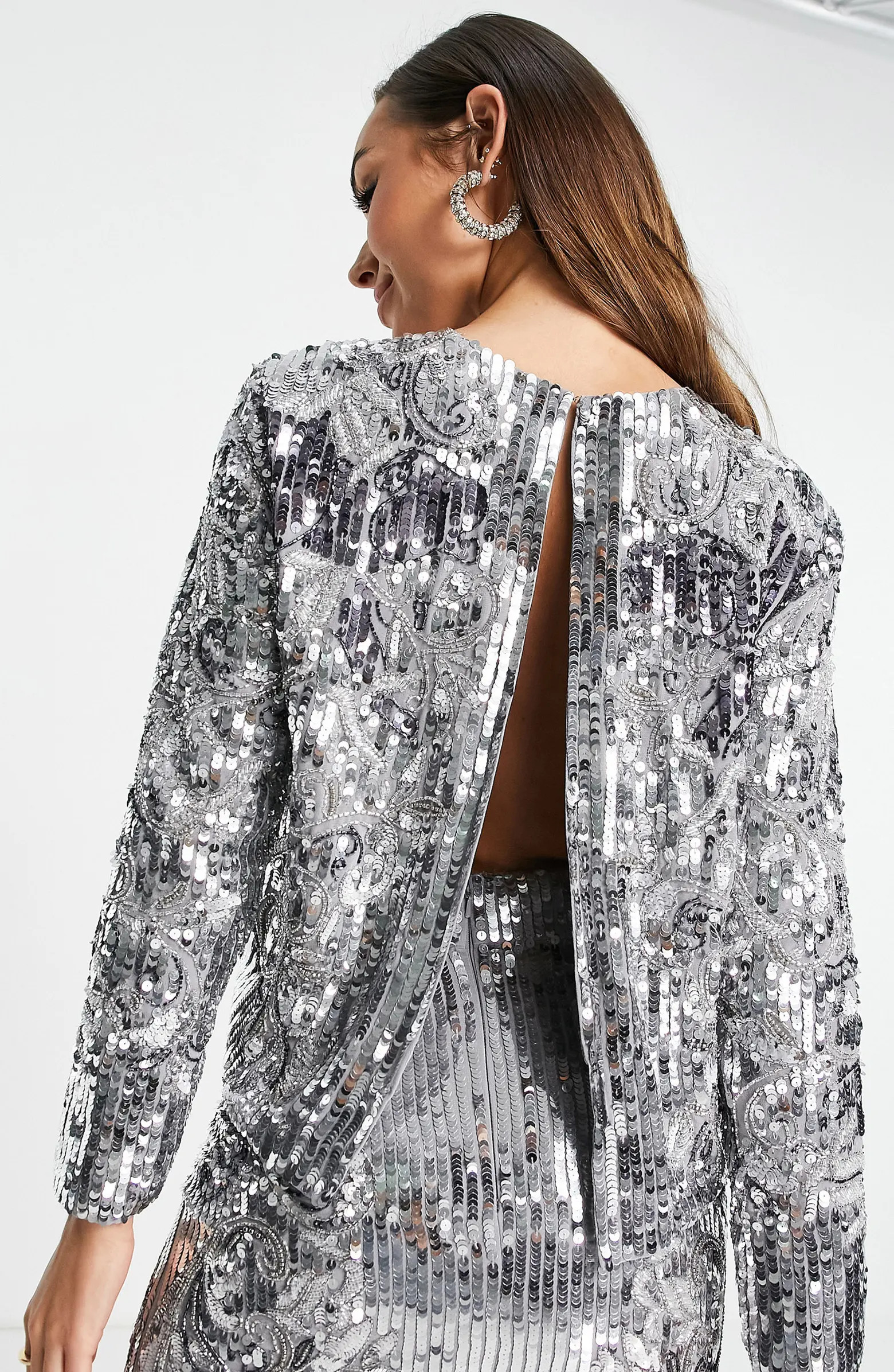 ASOS DESIGN Mirrored Cat Sequin Paisley Top | Nordstrom | Nordstrom