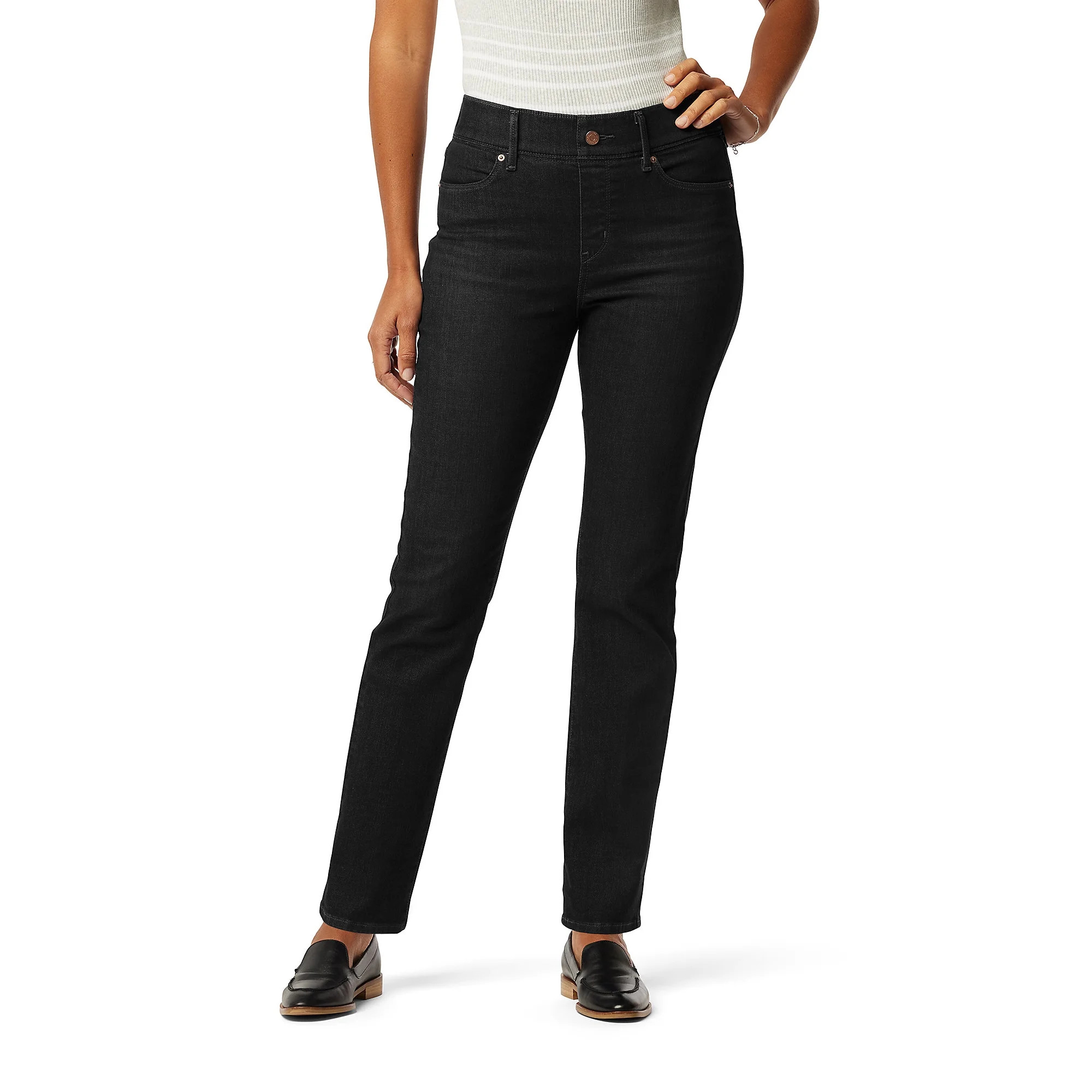 Levi Strauss Signature Women's Shaping Perfect Pull On Straight Jeans, Sizes 2-16 - Walmart.com | Walmart (US)