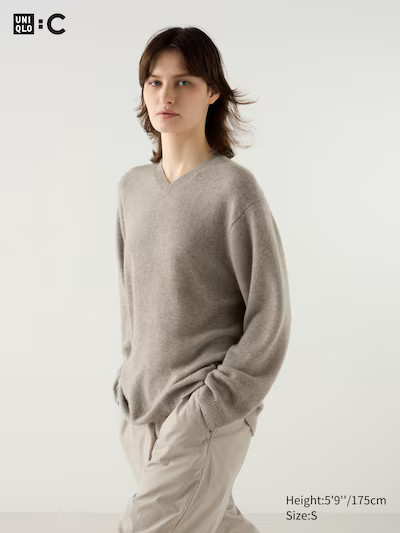 Cashmere Relaxed V Neck Jumper | UNIQLO (UK)