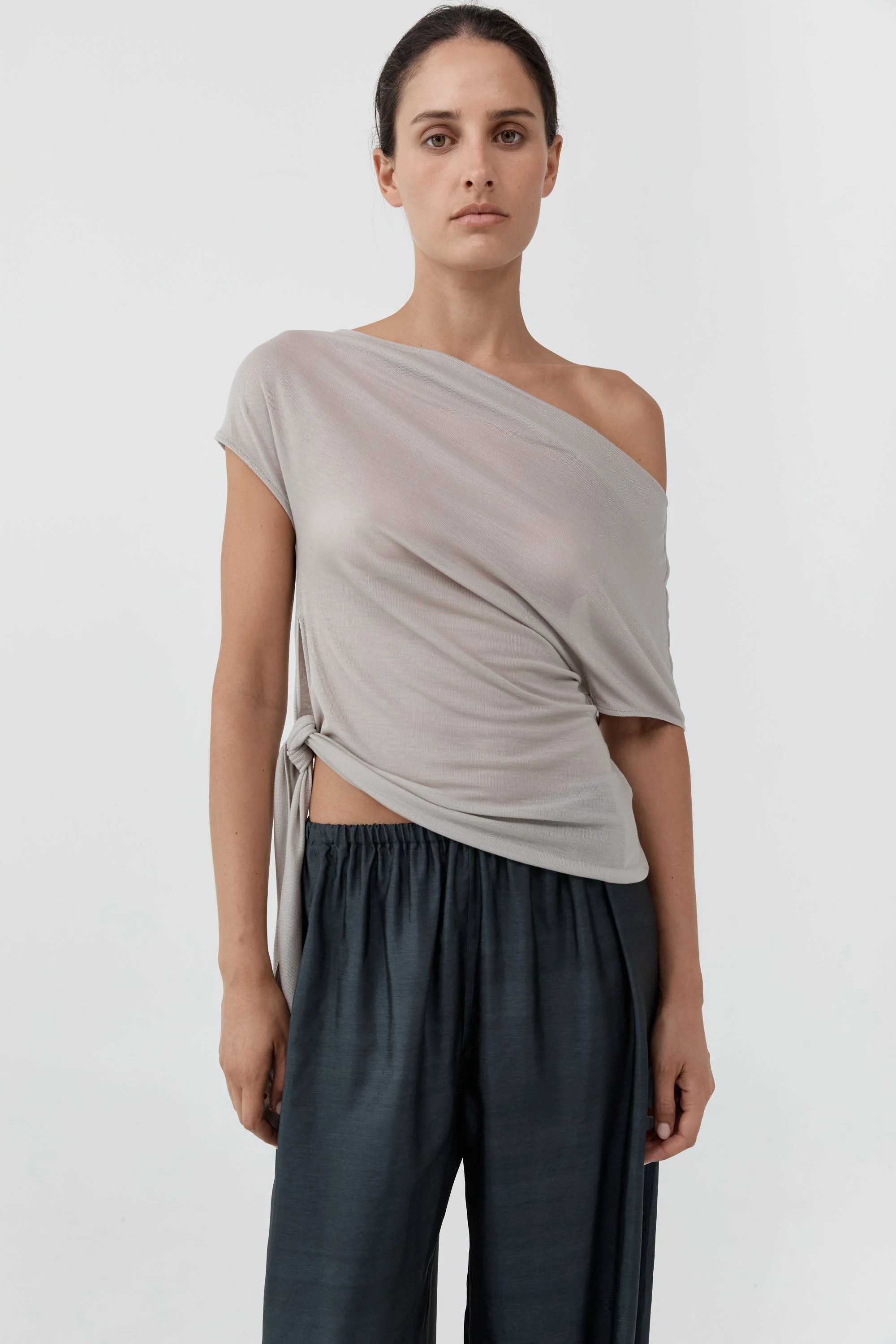 Fine Jersey Off Shoulder Top - Soft Ash | St. Agni (US, UK, EU)