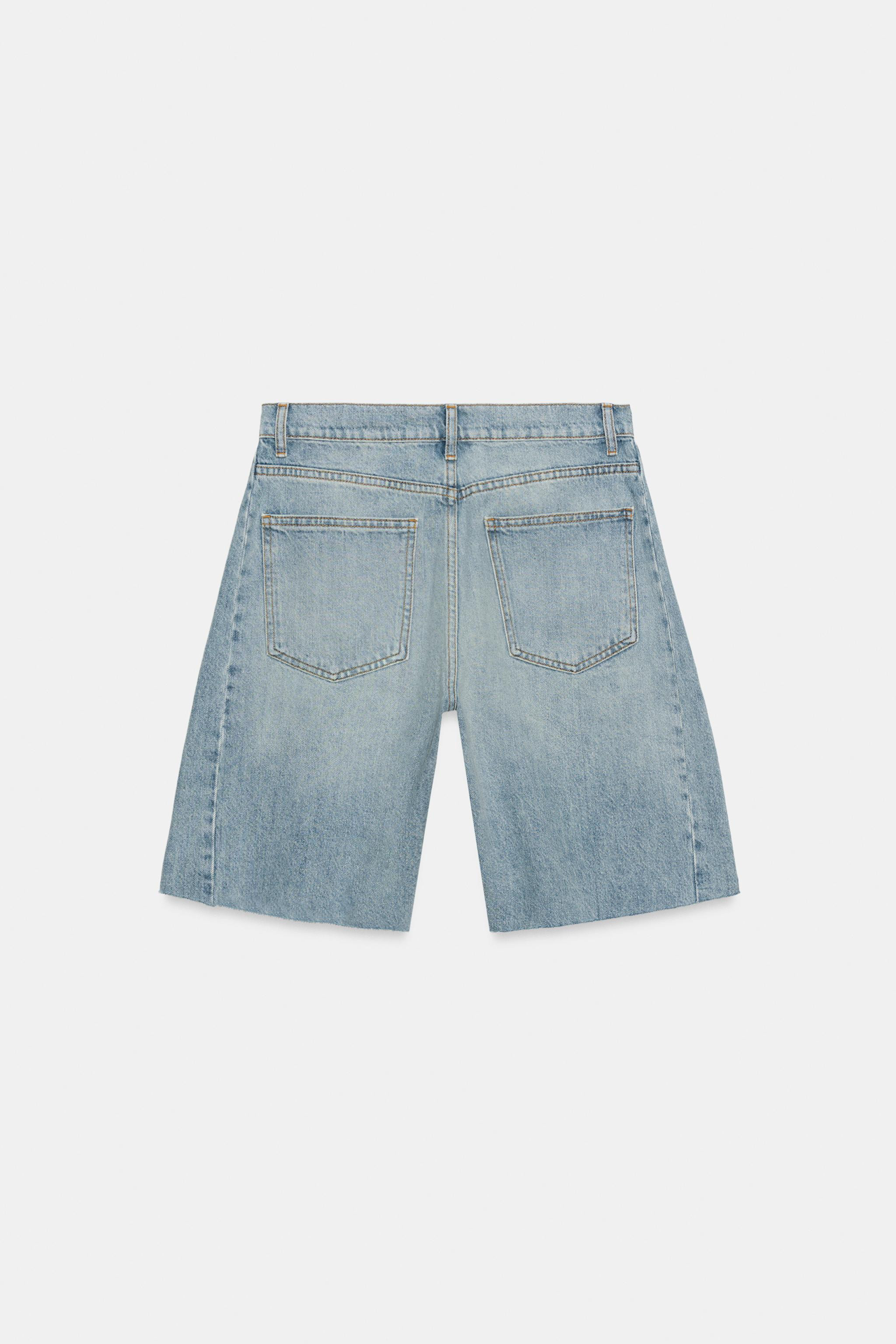 ZW COLLECTION RELAXED FIT MID-RISE DENIM SHORTS | Zara US