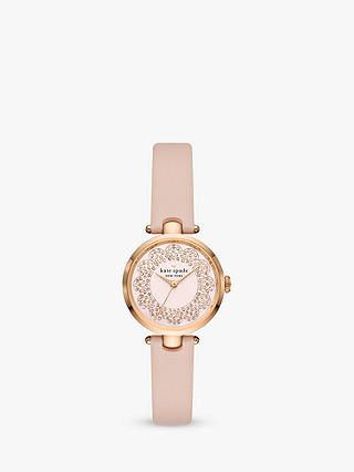 kate spade new york KSW1740 Women's Holland Crystal Leather Strap Watch, Pink/Neutrals | John Lewis (UK)