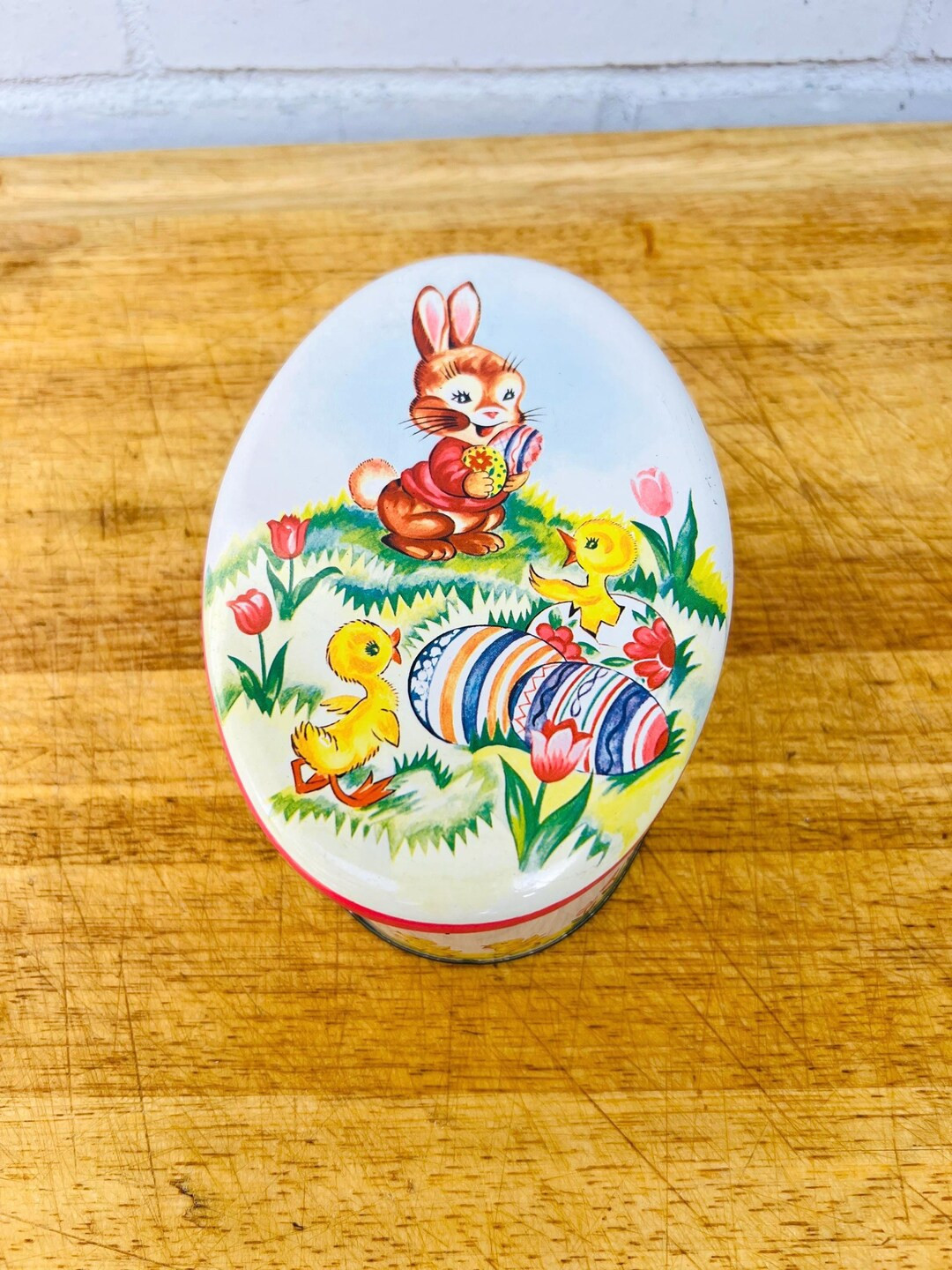 Vintage Oval Easter Bunny Tin - Easter Decor | Etsy (US)