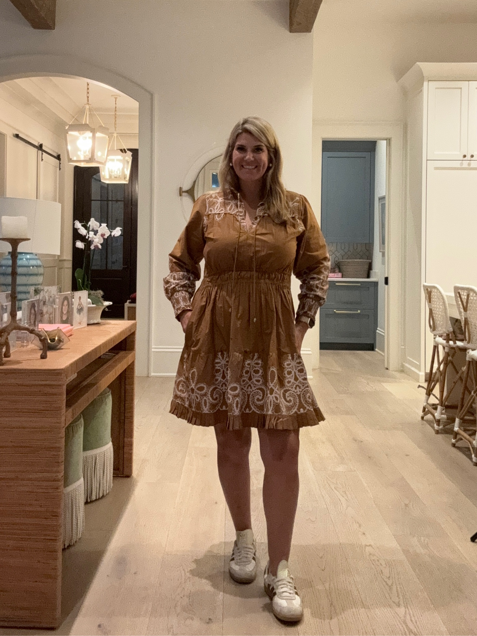 Day in the life video with this beyond by Vera dress that I love. It screams fall and is the perfect length on me for running around town. I paired it with my favorite adidas sneakers. Wearing an xl in the dress. 

I also tagged my nightgown and tennis outfit 🎾 

#LTKSeasonal #LTKTravel #LTKWorkwear