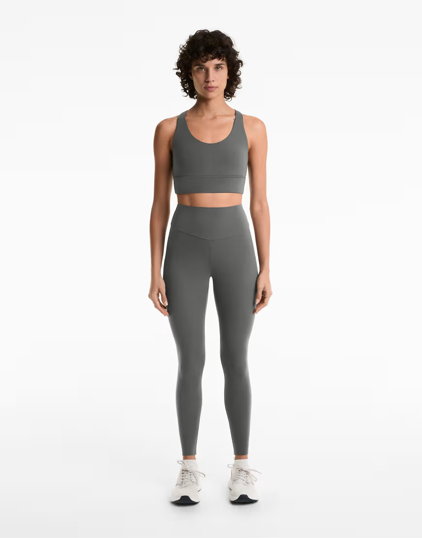 OYSHO Comfortlux high-rise ankle-length leggings in dark anthracite-Black | ASOS (Global)