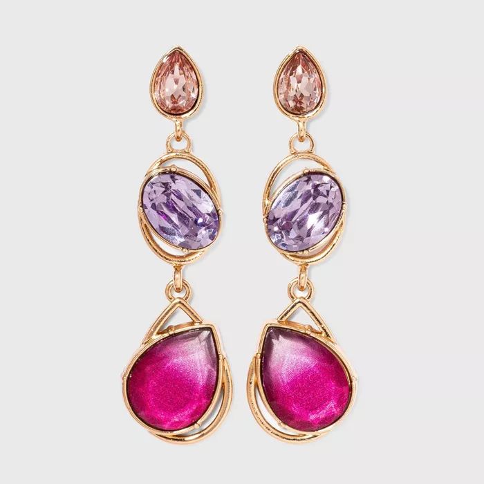 Multi Stone with Ombre Effect Drop Earrings - A New Day™ | Target