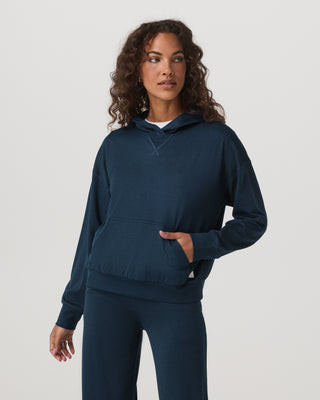 Vuori Halo Modern Pullover Hoodie | Blue Coast Heather | Large | Vuori Clothing (US & Canada)