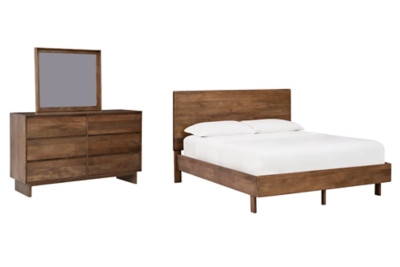 Isanti Queen Panel Bed with Mirrored Dresser | Ashley | Ashley
