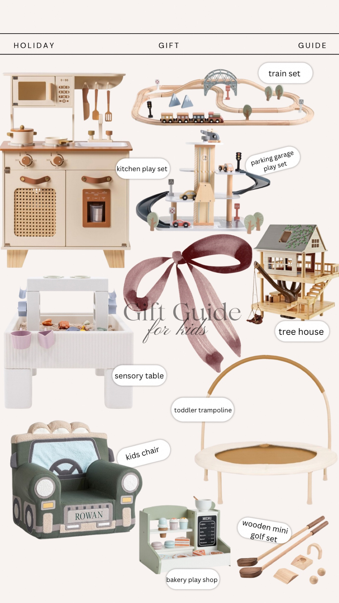 Gift guide for kids ✨ 

Holiday gift guide 
Gift guide 
Kids 
Girls 
Boys 
Play kitchen 
Neutral play kitchen 
Train set 
Sensory table 
Kids chair 
Trampoline 
Christmas 
Christmas gift guide 
Play 
Pretend play 
Toys 
Gift toys 

#LTKKids #LTKGiftGuide #LTKHoliday