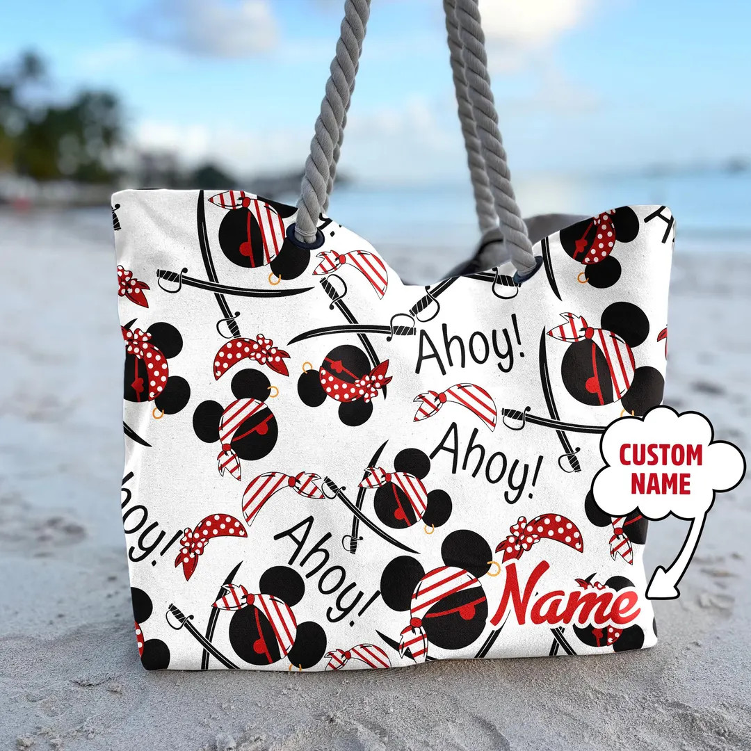 Personalize Mickey Mouse Cruise Pirate Tote Bag, Pirate of the Carribean Beach Bag, Mickey Pirate... | Etsy (US)