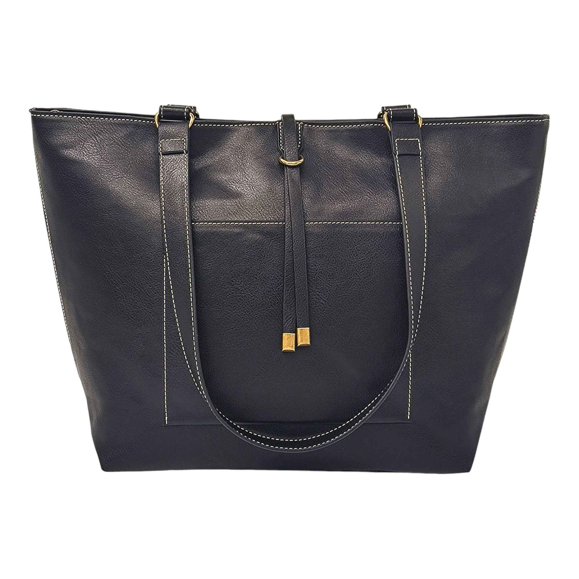 T-Shirt & Jeans Women's Cecelia Vegan Leather Tote Bag, Black | Walmart (US)