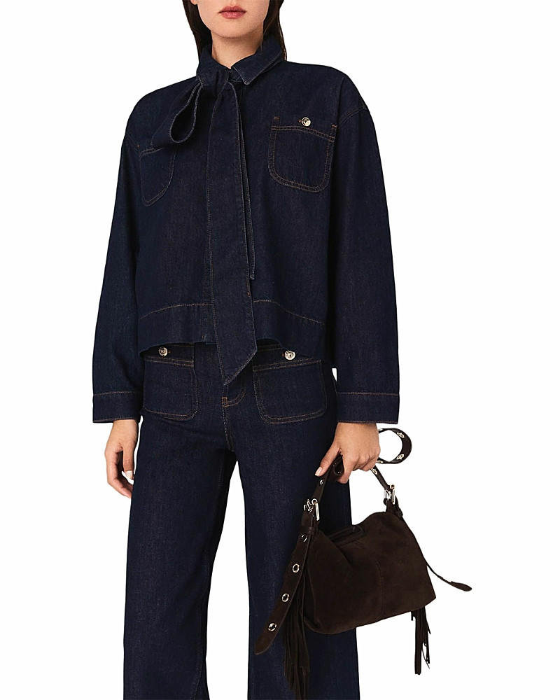 Maje Denim Shirt with Bow | Bloomingdale's (US)