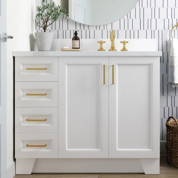 Fraley 43'' Free Standing Single Bathroom Vanity with White Quartz Top | Wayfair North America